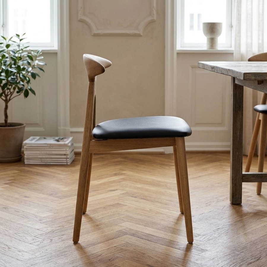 ai-miljoe-web-2-lanuza-spisebordsstol-i-sort-pu-ben-i-natur-egetr-fra-house-nordic-b48 Lanuza Spisebordsstol i Sort PU & Ben i Natur Egetræ fra House Nordic | B48xL51xH77 cm - Billede 2