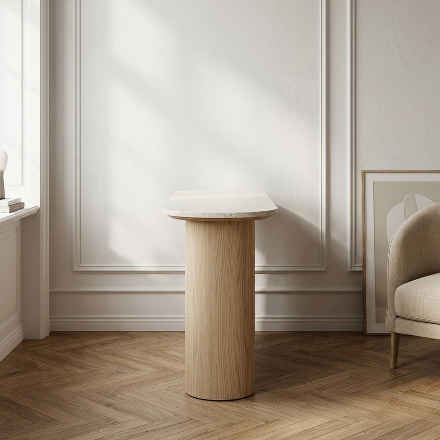 Larvik Konsolbord i Off-White Granit & Natur Asketræ fra House Nordic | B130xD40xH78 cm - Billede 2