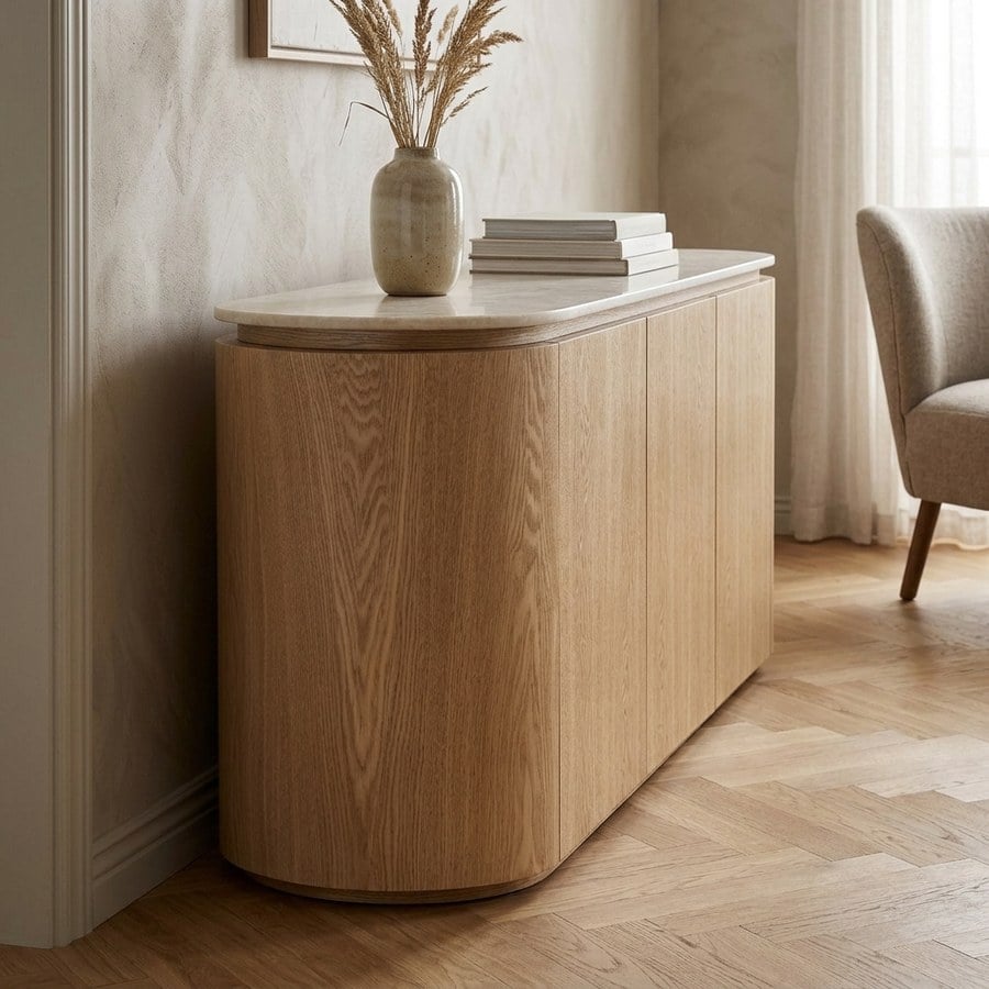 Larvik Skænk i Natur Asketræ & Off-White Granit fra House Nordic | B180xD40xH85 cm - Billede 2