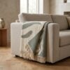 Loni Plaid i Sand/Grøn Bomuld fra House Nordic | L180xB130 cm - Billede 2