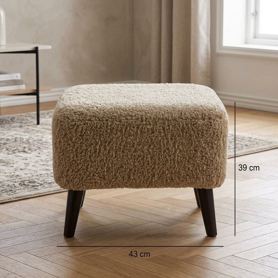 Lunaro Puf i Lysebrun Polyester fra House Nordic | L54xB43xH39 cm - Billede 2