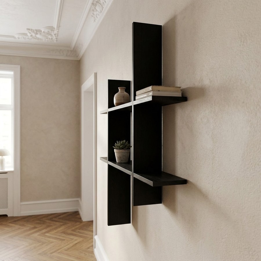 ai-miljoe-web-2-mostar-v-ghylde-i-sort-fyrretr-fra-house-nordic-b86xd10xh38-cm Mostar Væghylde i Sort Fyrretræ fra House Nordic | B86xD10xH38 cm - Billede 2
