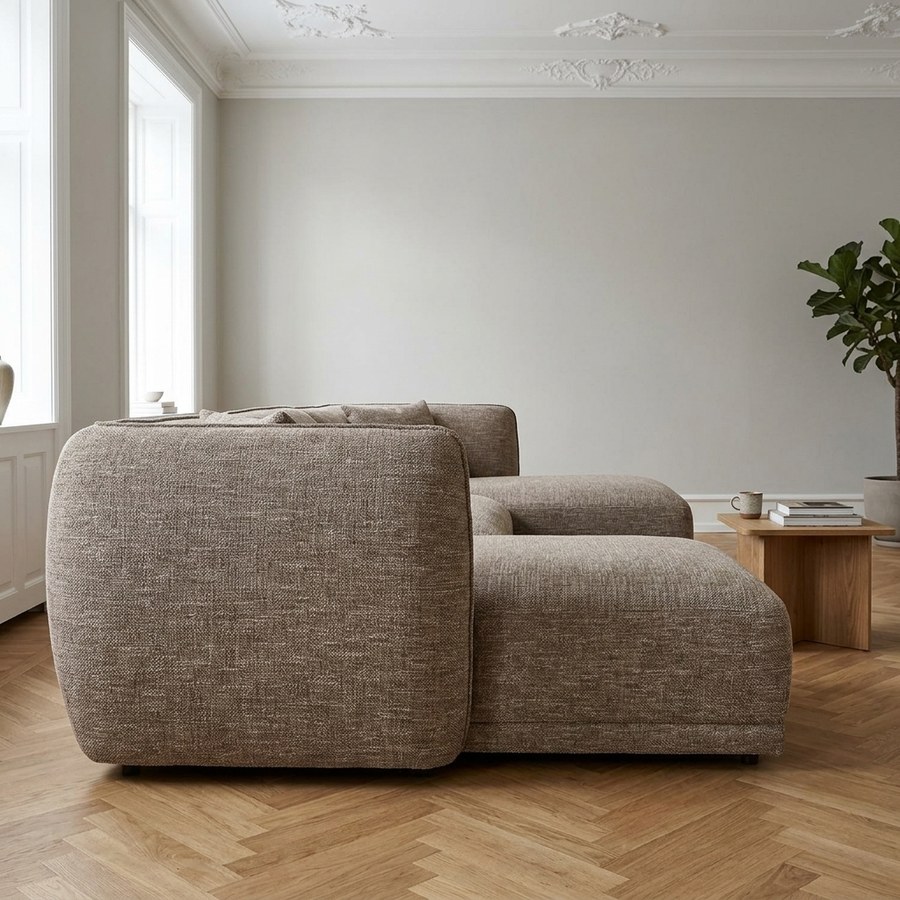 Noor Højrevendt Loungesofa i Brun Polyester med 2 Puder fra House Nordic | B276xL166xH75 cm - Billede 2