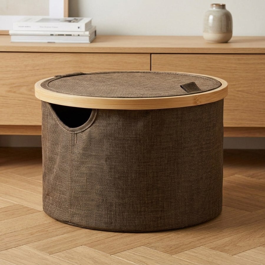 Noto Kurv i Brun Bambus & Polyester fra House Nordic | Ø30xH20 cm - Billede 2