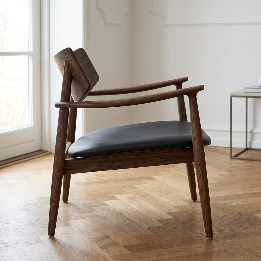 ai-miljoe-web-2-olvera-loungestol-i-m-rkebrun-asketr-sort-pu-fra-house-nordic-l69xb69x Olvera Loungestol i Mørkebrun Asketræ & Sort PU fra House Nordic | L69xB69xH72 cm - Billede 2
