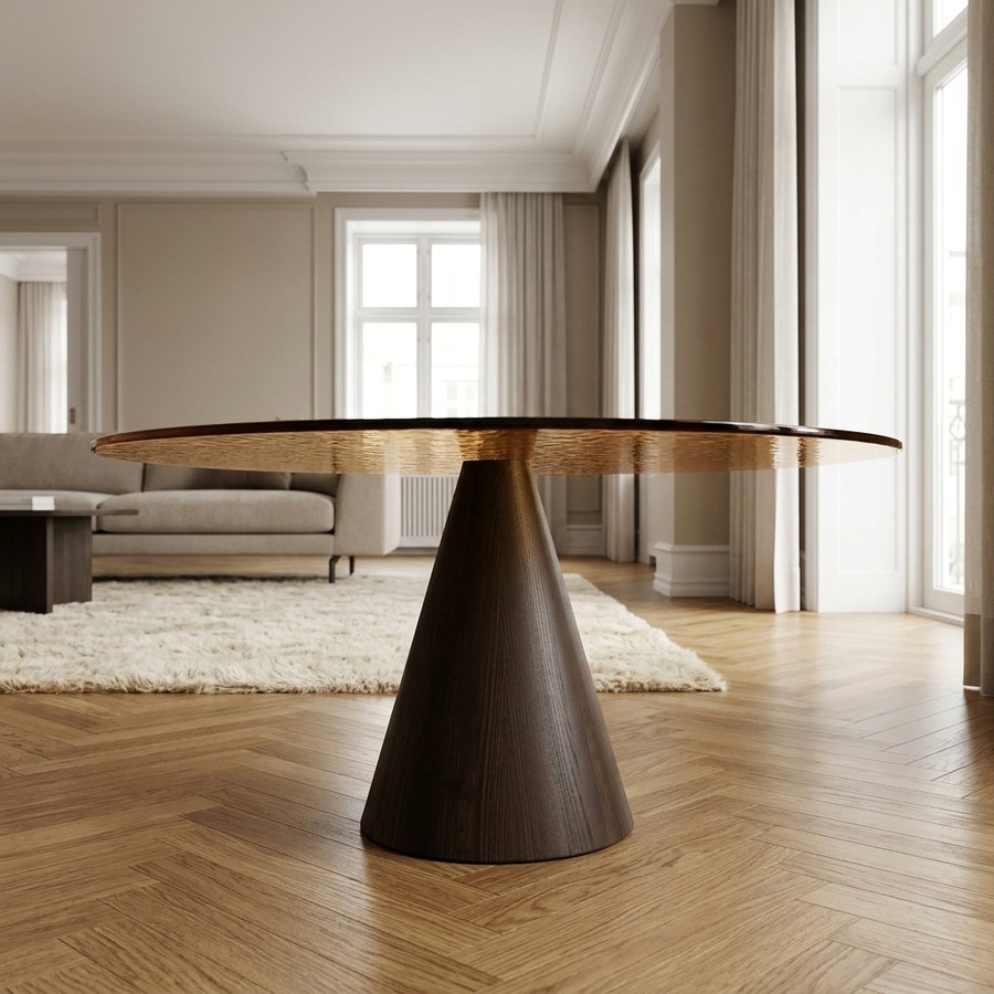 Orvieto Sofabord i Mørkebrun Asketræ & Glas fra House Nordic | Ø80xH42 cm - Billede 2