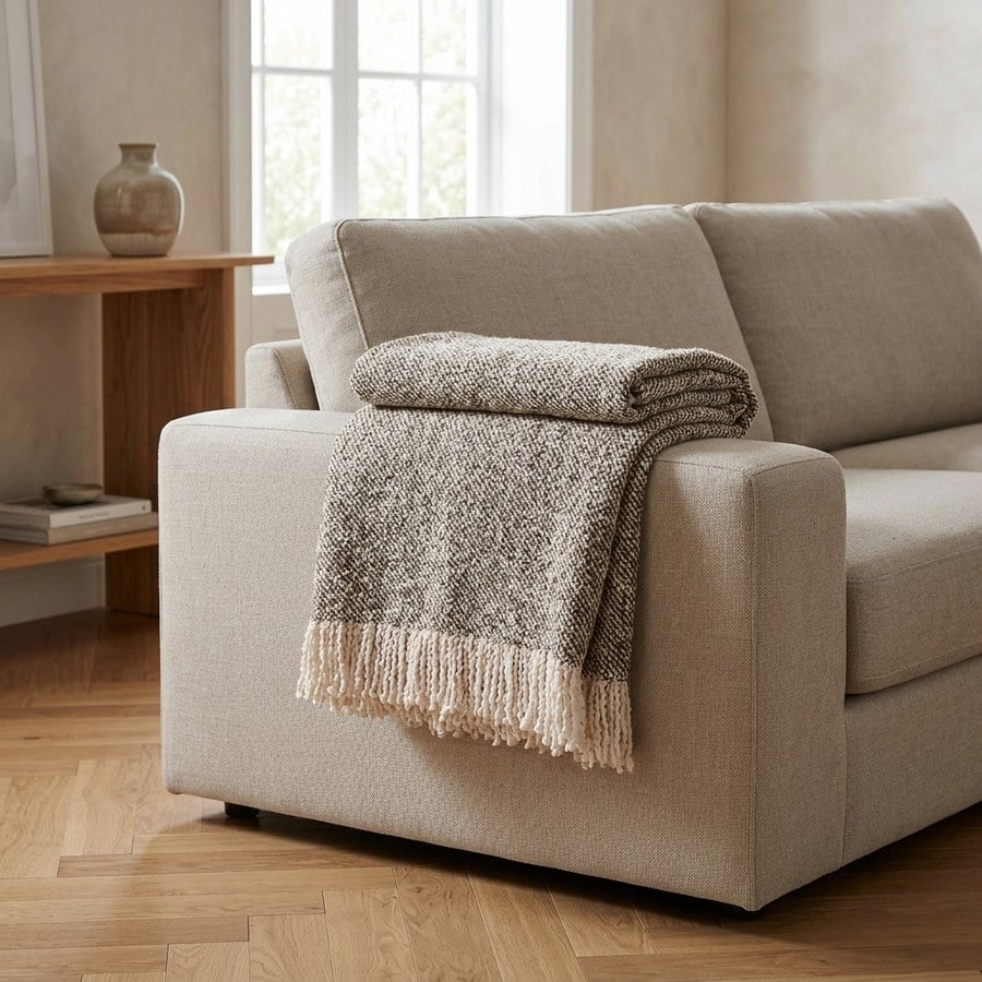 Sira Plaid i Beige/Brun Polyester & Akryl fra House Nordic | B130xL180 cm - Billede 2