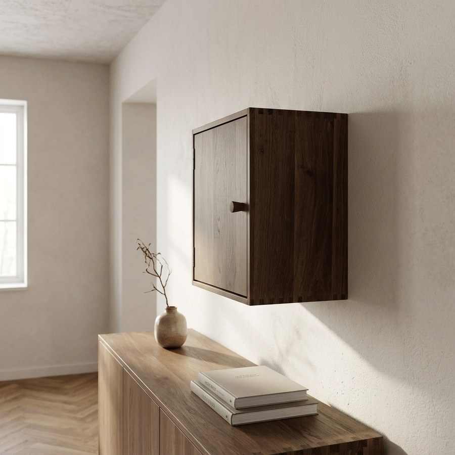 Townsville Væghylde i Mørkebrun Egetræ med Låge fra House Nordic | B30xD18xH30 cm - Billede 2