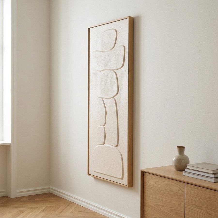 Victoria Relief Vægdekoration i Beige Polyester & Fyrretræ fra House Nordic | B60xL4,5xH120 cm - Billede 2