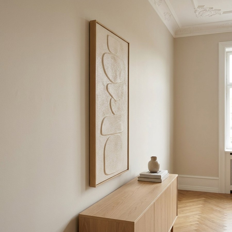 Victoria Relief Vægdekoration i Beige Polyester & Fyrretræ fra House Nordic | B60xL4,5xH120 cm - Billede 2