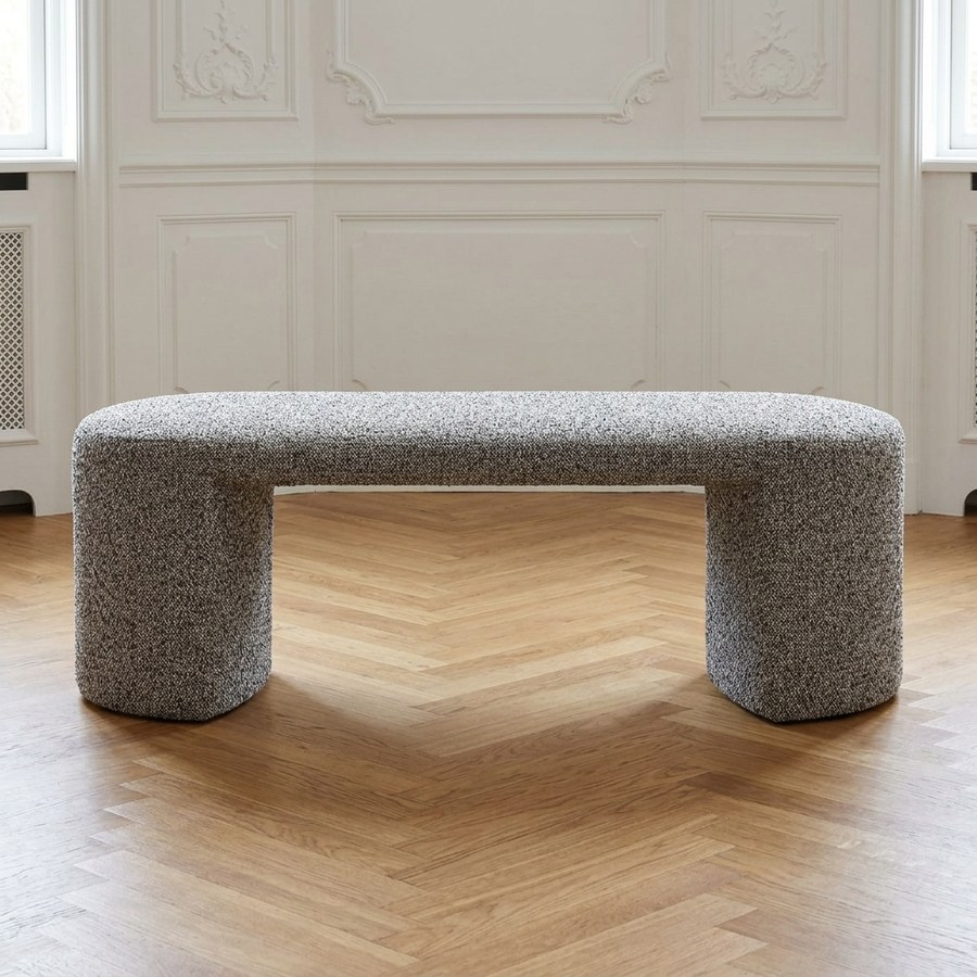 Westport Bænk i Sort/Hvid Bouclé fra House Nordic | B120xL45xH44 cm - Billede 2