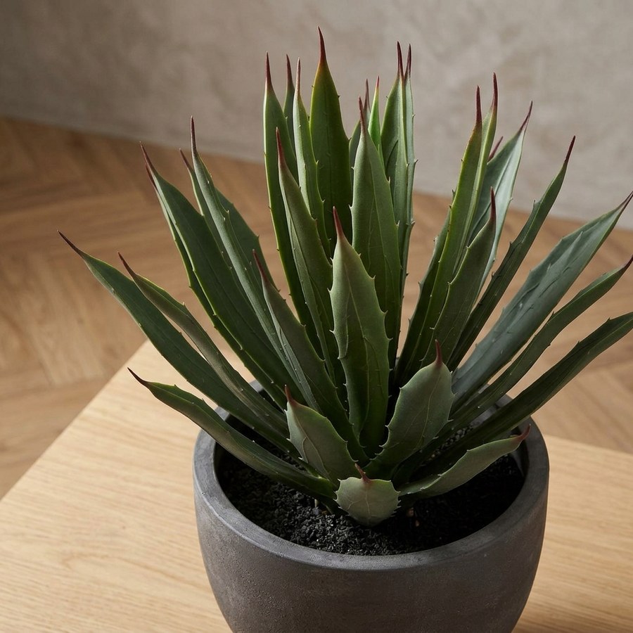 Agave Kunstig Plante i Grøn/Grå PE Plastik med Potte fra House Nordic | L32xB31xH41 cm - Billede 3