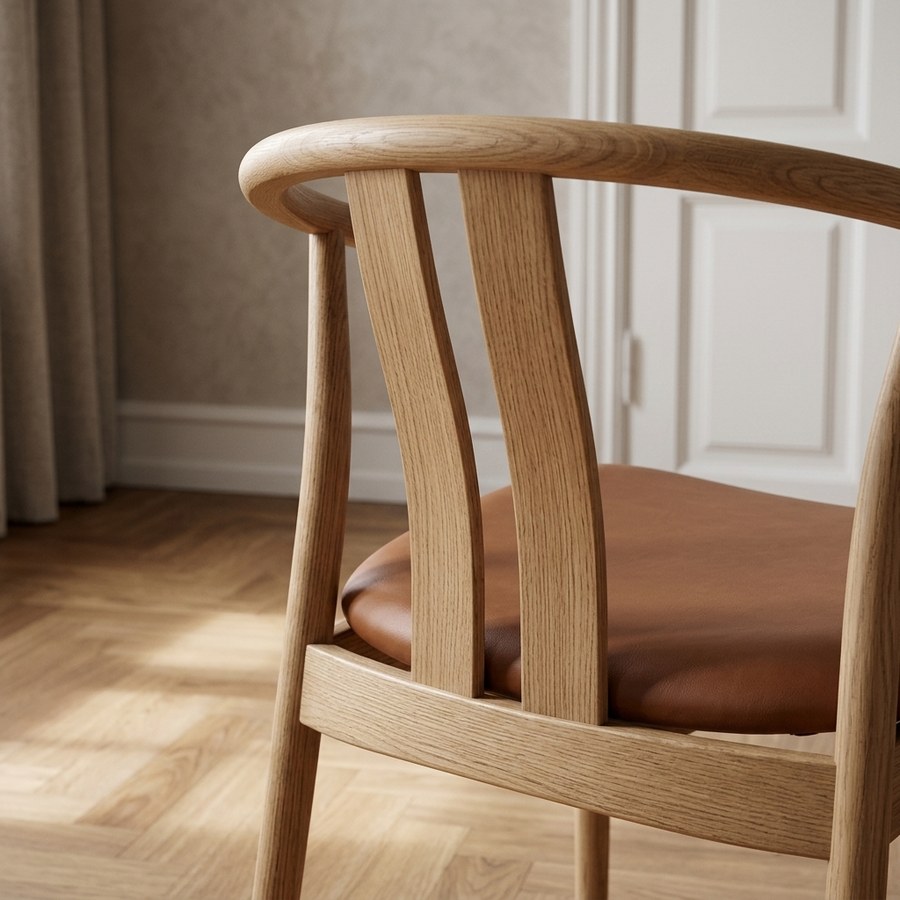 Artenara Spisebordsstol i Brun PU & Ben i Natur Egetræ fra House Nordic | L56xB51xH77 cm - Billede 3