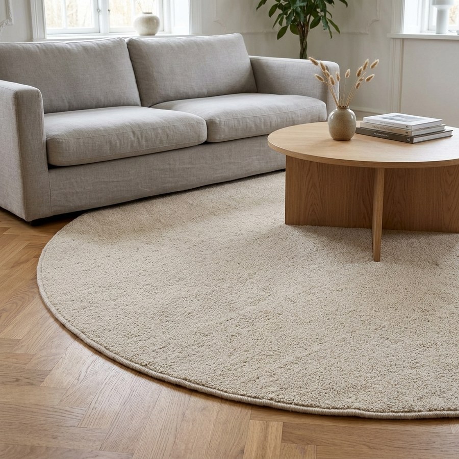 ai-miljoe-web-3-bela-gulvt-ppe-i-beige-uld-fra-house-nordic-240-cm Bela Gulvtæppe i Beige Uld fra House Nordic | Ø240 cm - Billede 3