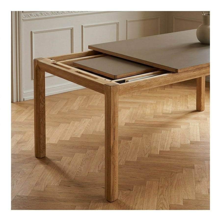Bowen Spisebord i Natur/Mørk Sand Egetræ med 2 Tillægsplader fra House Nordic | L220-270-320xB100xH75 cm - Billede 3