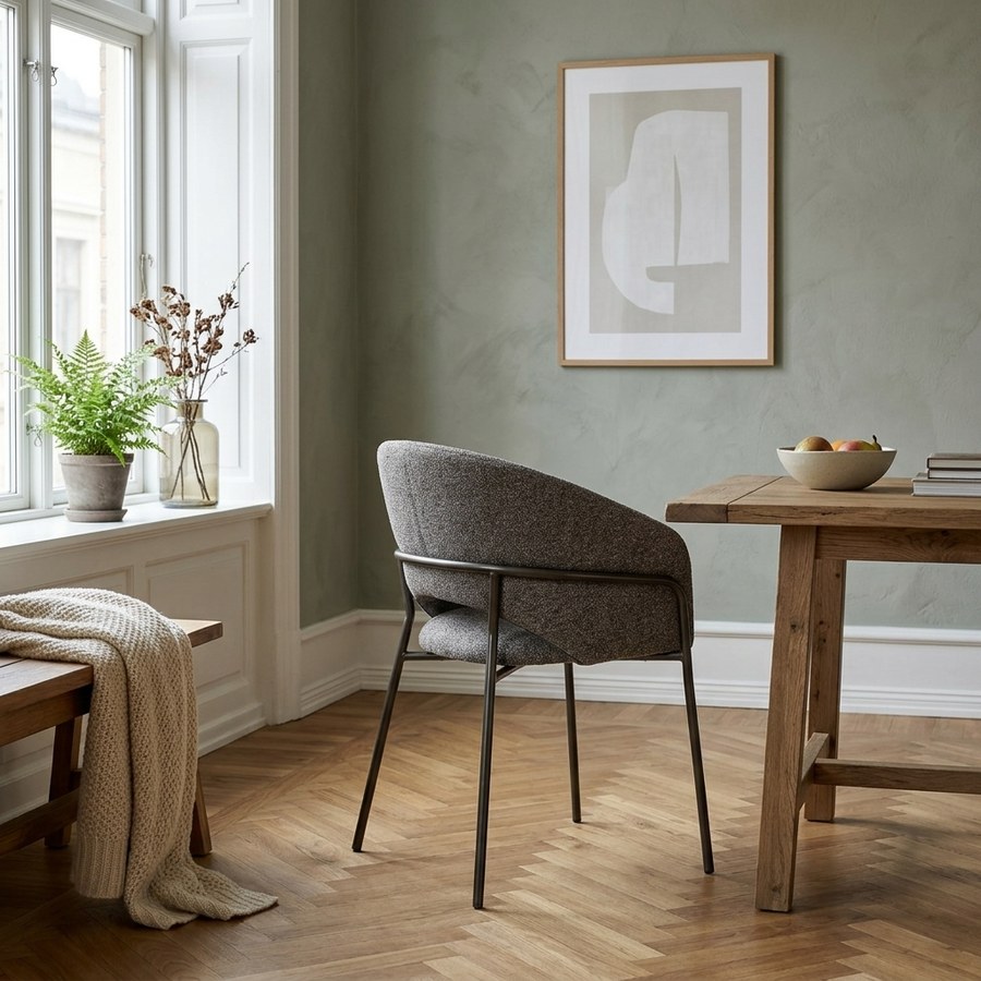 ai-miljoe-web-3-costa-spisebordsstol-i-m-rkegr-stof-ben-i-gunmetal-gr-st-l-fra-house-n Costa Spisebordsstol i Mørkegrå Stof & Ben i Gunmetal Grå Stål fra House Nordic | B60xL56xH80 cm - Billede 3