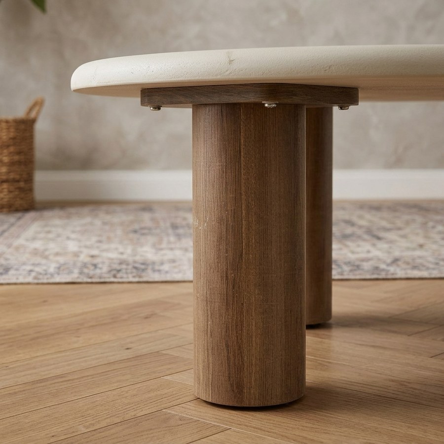 Fondi Sofabord i Sand/Brun MDF & Cement fra House Nordic | Ø80xH40 cm - Billede 3