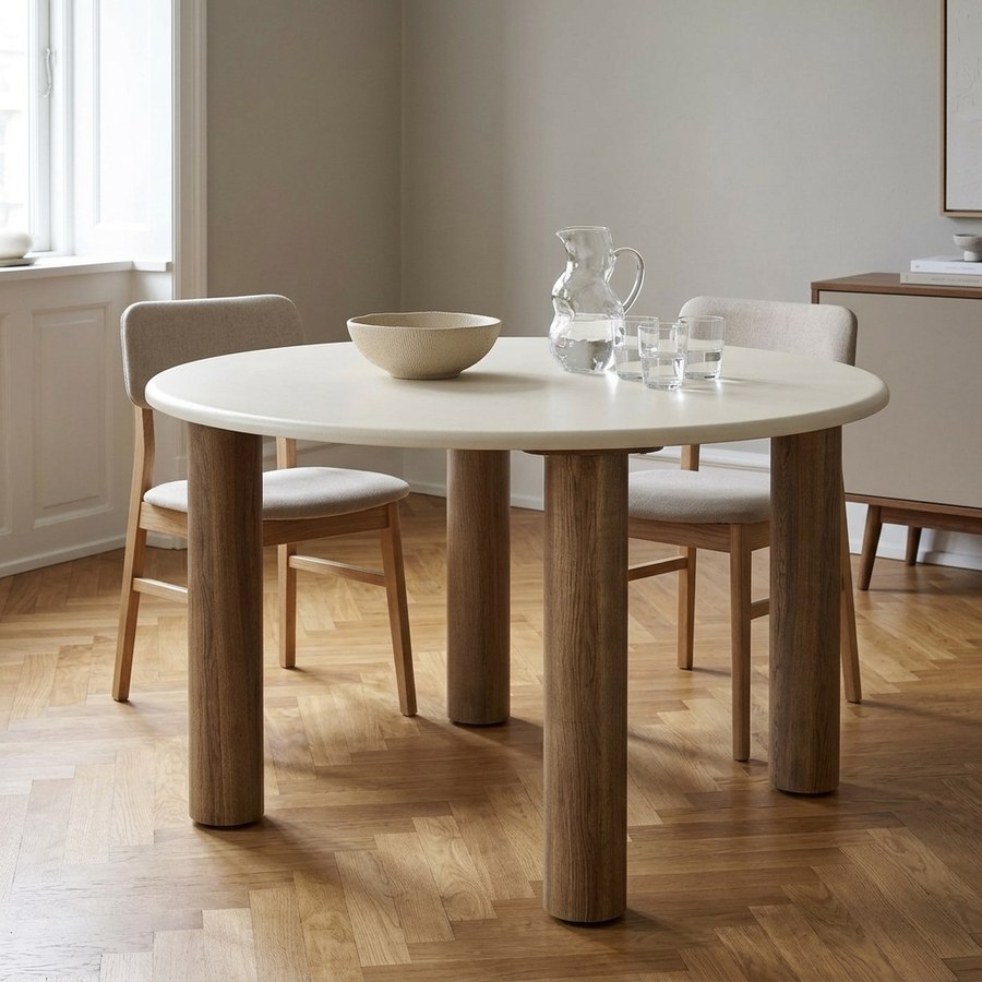 ai-miljoe-web-3-fondi-spisebord-i-sand-brun-mdf-cement-fra-house-nordic-120xh76-cm Fondi Spisebord i Sand/Brun MDF & Cement fra House Nordic | Ø120xH76 cm - Billede 3