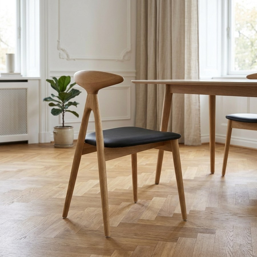 ai-miljoe-web-3-lanuza-spisebordsstol-i-sort-pu-ben-i-natur-egetr-fra-house-nordic-b48 Lanuza Spisebordsstol i Sort PU & Ben i Natur Egetræ fra House Nordic | B48xL51xH77 cm - Billede 3