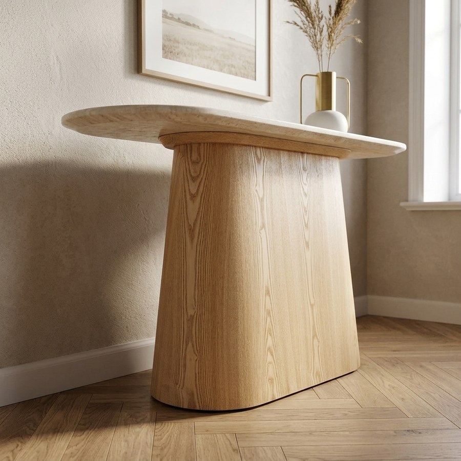 Larvik Konsolbord i Off-White Granit & Natur Asketræ fra House Nordic | B130xD40xH78 cm - Billede 3