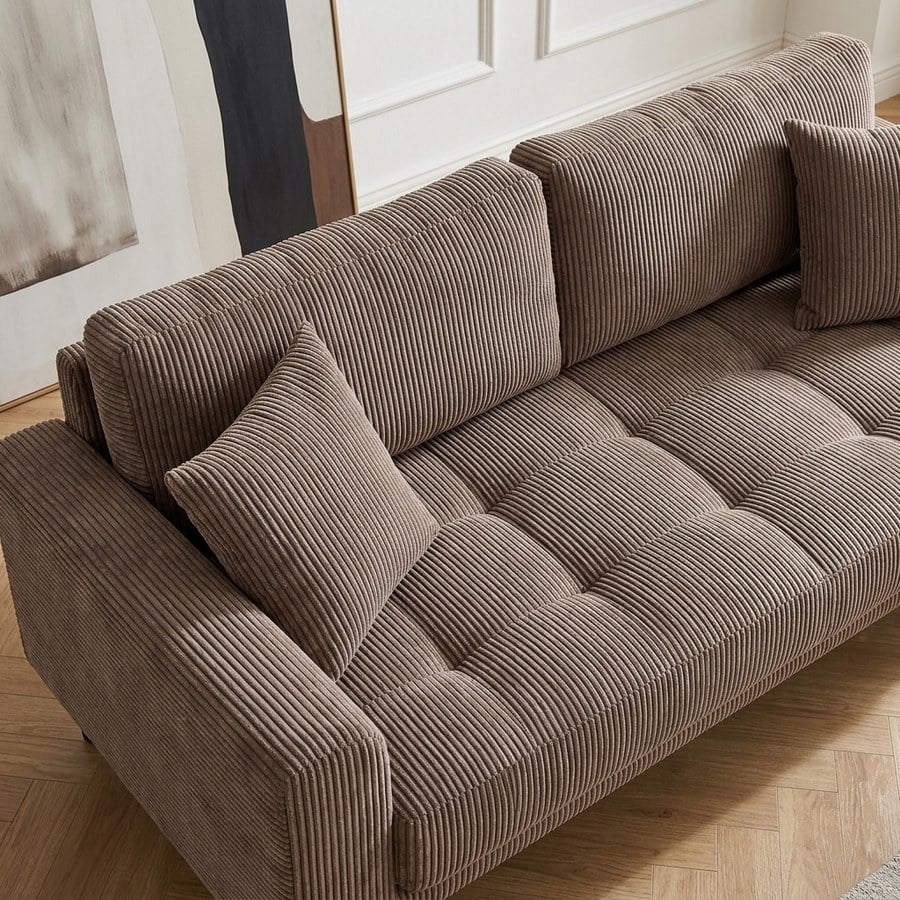 ai-miljoe-web-3-lido-3-personers-sofa-i-brun-fl-jl-med-puder-ben-i-sort-tr-fra-house-n Lido 3 Personers Sofa i Brun Fløjl med Puder & Ben i Sort Træ fra House Nordic | B210xL93xH76 cm - Billede 3