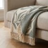 Loni Plaid i Sand/Grøn Bomuld fra House Nordic | L180xB130 cm - Billede 3