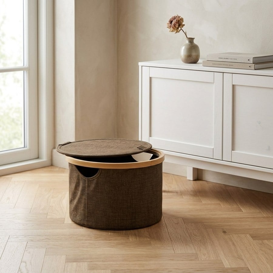 Noto Kurv i Brun Bambus & Polyester fra House Nordic | Ø30xH20 cm - Billede 3