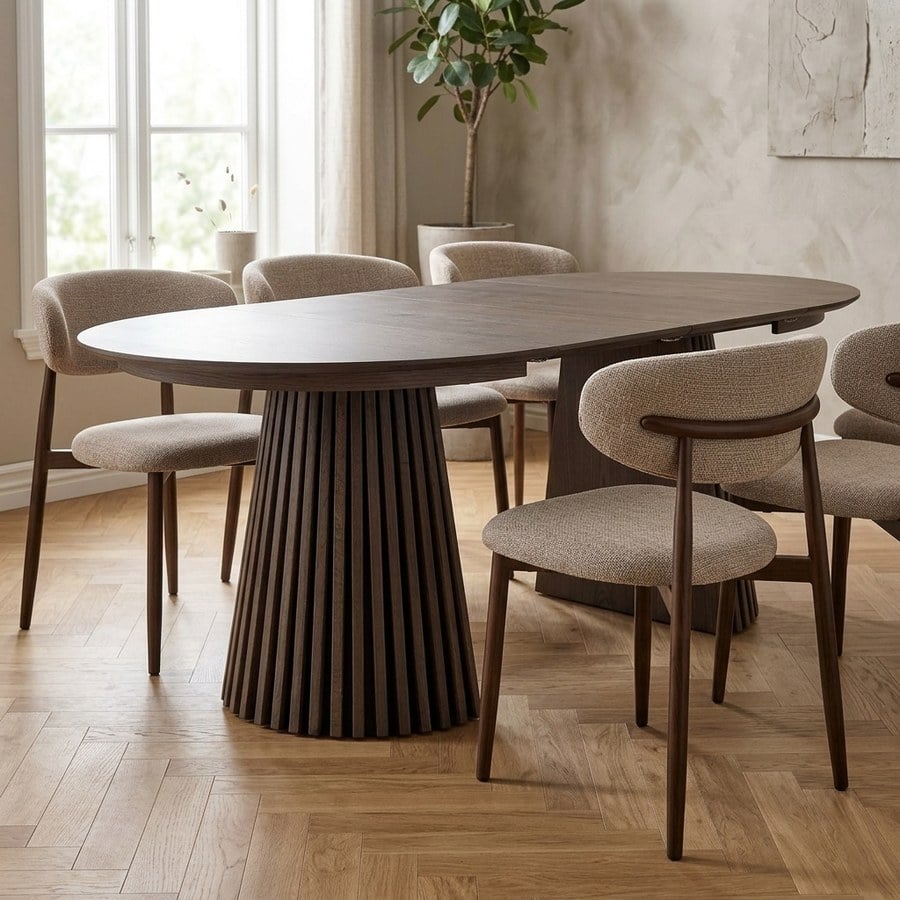 Osaka Spisebordssæt med Levanto Spisebordsstole i Smoked Egetræ & Sand Polyester fra House Nordic | 6 Stole & 1 Bord - Billede 3