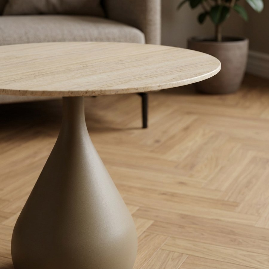 Pienza Hjørnebord i Khaki Metal & Hærdet Glas fra House Nordic | Ø50xH54 cm - Billede 3