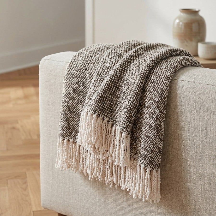 Sira Plaid i Beige/Brun Polyester & Akryl fra House Nordic | B130xL180 cm - Billede 3