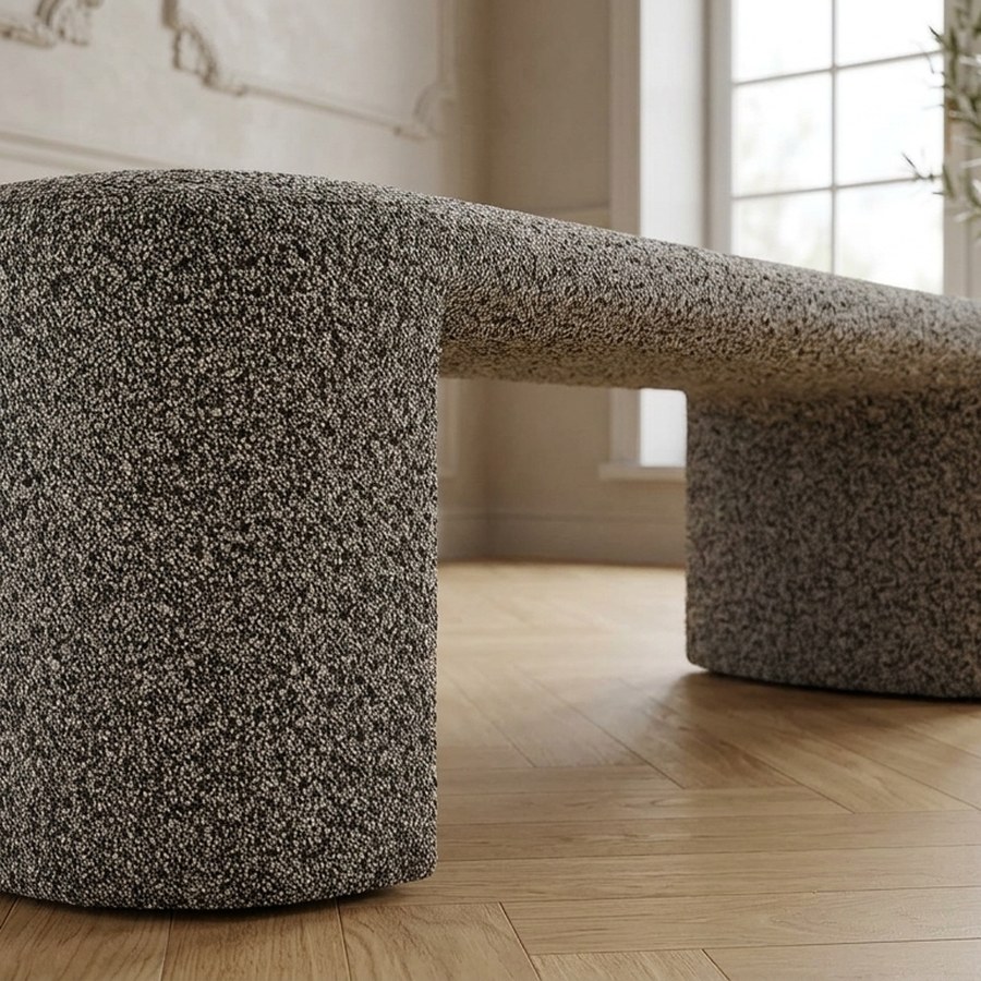 Westport Bænk i Sort/Hvid Bouclé fra House Nordic | B120xL45xH44 cm - Billede 3