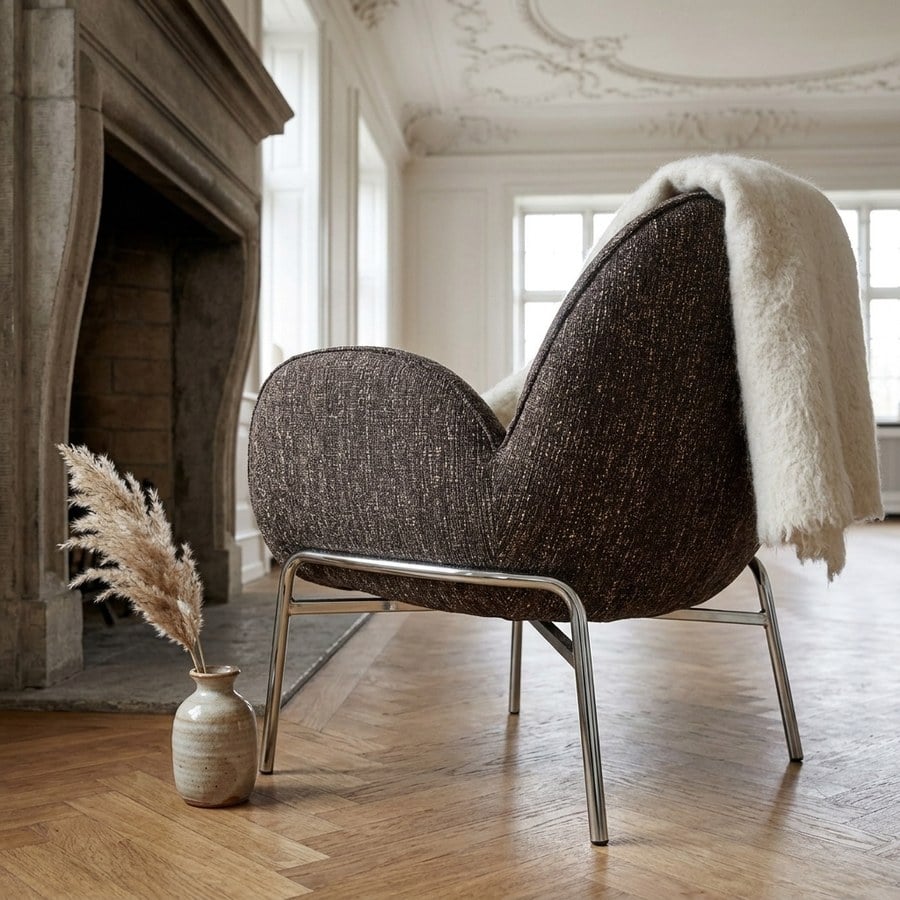 ai-miljoe-web-3-zomba-loungestol-i-brun-polyester-ben-i-krom-metal-fra-house-nordic-b7 Zomba Loungestol i Brun Polyester & Ben i Krom Metal fra House Nordic | B79xL79,5xH77 cm - Billede 3