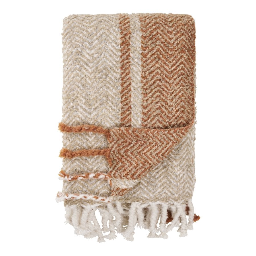 Almora Plaid i Beige/Gylden Orange Polyester & Akryl fra House Nordic | B130xL180 cm - Billede 4