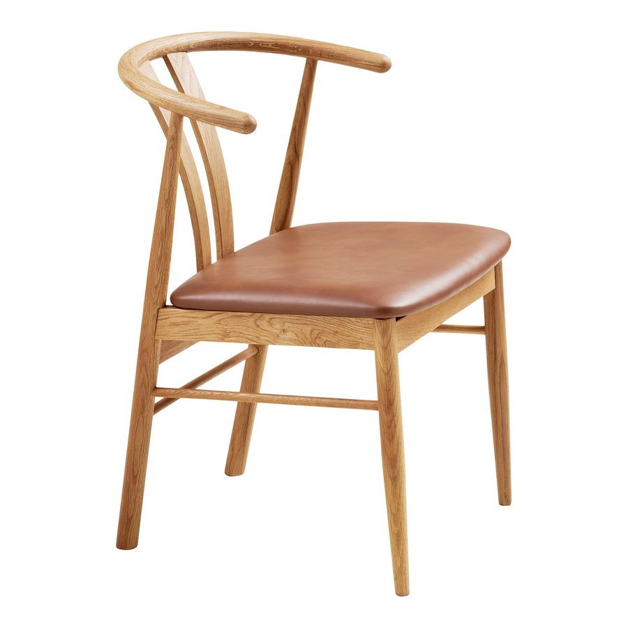 Artenara Spisebordsstol i Brun PU & Ben i Natur Egetræ fra House Nordic | L56xB51xH77 cm - Billede 6