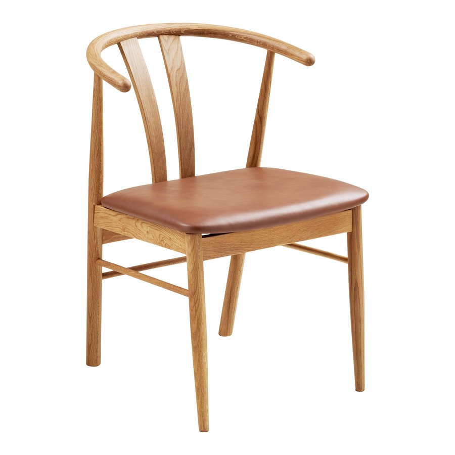Artenara Spisebordsstol i Brun PU & Ben i Natur Egetræ fra House Nordic | L56xB51xH77 cm - Billede 4