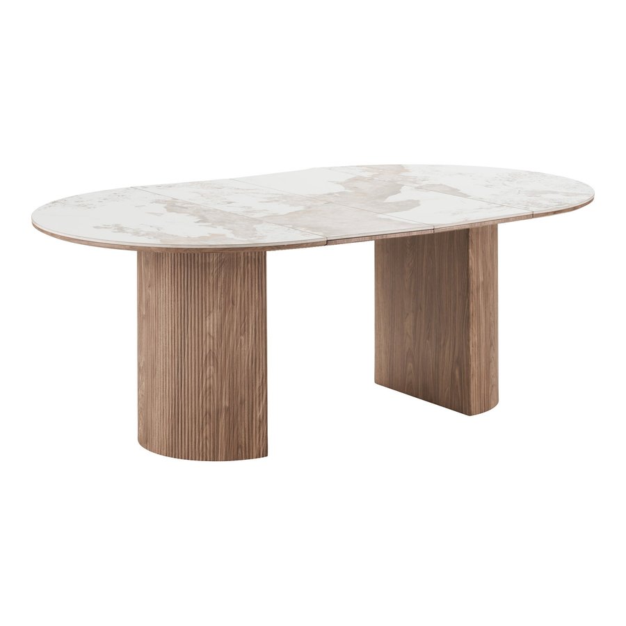 Athens Spisebord i Hvid/Brun Keramik med 2 Tillægsplader fra House Nordic | Ø120xH76 cm - Billede 4