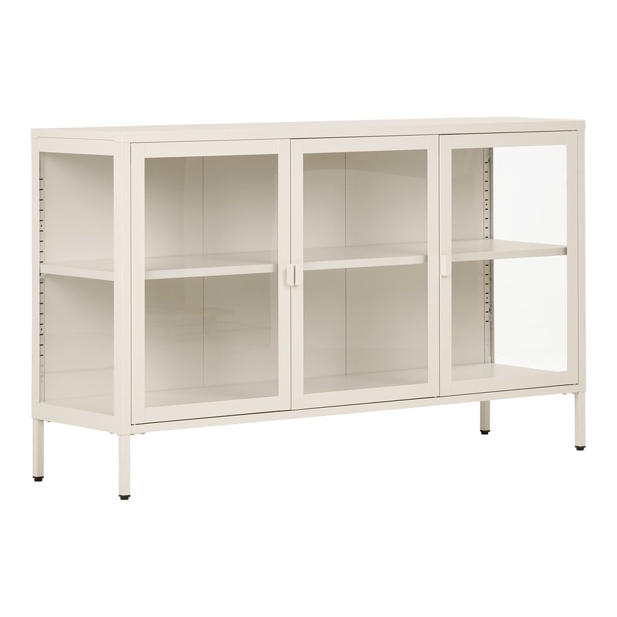 Brisbane Skænk i Off White Stål med 3 Glaslåger fra House Nordic | B140xD40xH85 cm - Billede 5