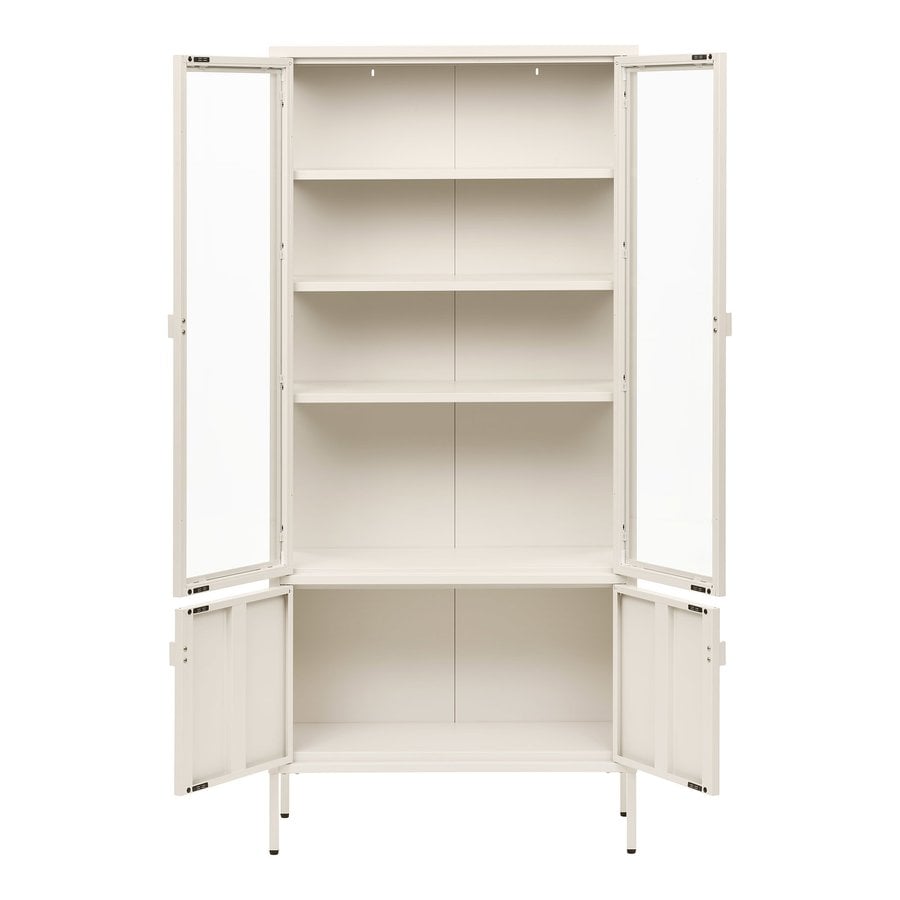 Brisbane Vitrineskab i Off White Stål & Glas med 4 Låger fra House Nordic | B80xD35xH180 cm - Billede 6