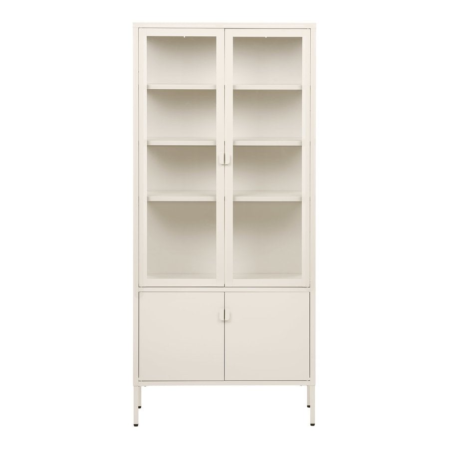 Brisbane Vitrineskab i Off White Stål & Glas med 4 Låger fra House Nordic | B80xD35xH180 cm - Billede 4