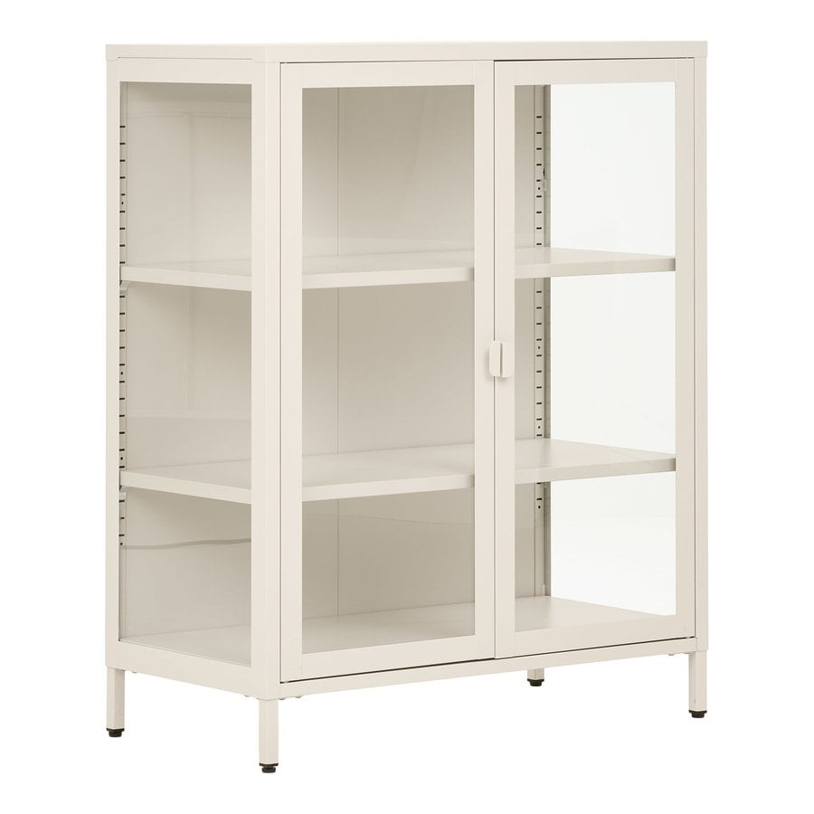 brisbane-vitrineskab-med-2-glaslger-i-off-white-stl-glas-fra-house-nor-2 Brisbane Vitrineskab med 2 Glaslåger i Off White Stål & Glas fra House Nordic | B80xD40xH101 cm - Billede 5