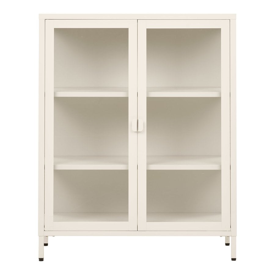 brisbane-vitrineskab-med-2-glaslger-i-off-white-stl-glas-fra-house-nor Brisbane Vitrineskab med 2 Glaslåger i Off White Stål & Glas fra House Nordic | B80xD40xH101 cm - Billede 4