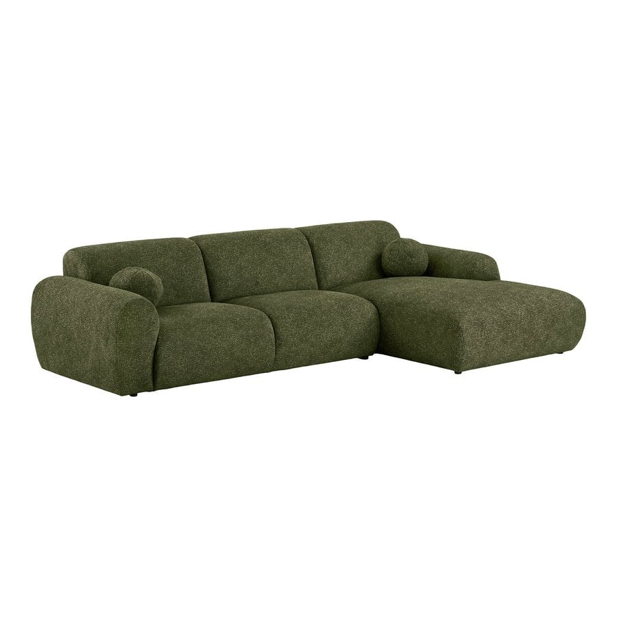 clyde-hjrevendt-loungesofa-i-olivengrn-polyester-med-to-puder-fra-hous-2 Clyde Højrevendt Loungesofa i Olivengrøn Polyester med To Puder fra House Nordic | B300xL109-177xH75 cm - Billede 5
