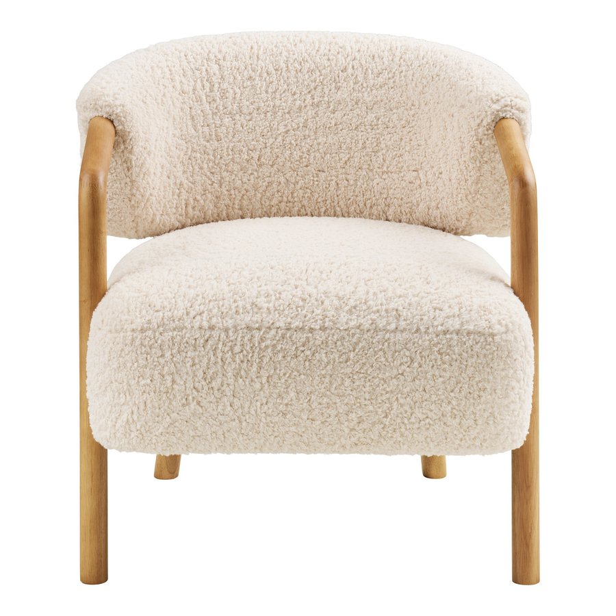 Dakar Loungestol i Beige Polyester & Ben i Mørk Natur Gummitræ fra House Nordic | B70xD66xH70,5 cm - Billede 5