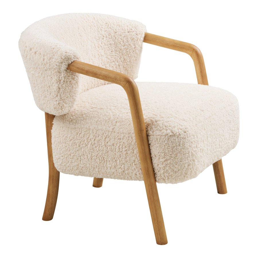 Dakar Loungestol i Beige Polyester & Ben i Mørk Natur Gummitræ fra House Nordic | B70xD66xH70,5 cm - Billede 6