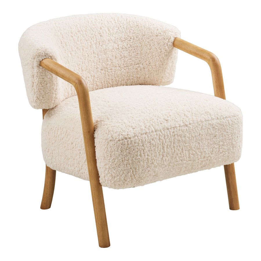 Dakar Loungestol i Beige Polyester & Ben i Mørk Natur Gummitræ fra House Nordic | B70xD66xH70,5 cm - Billede 4