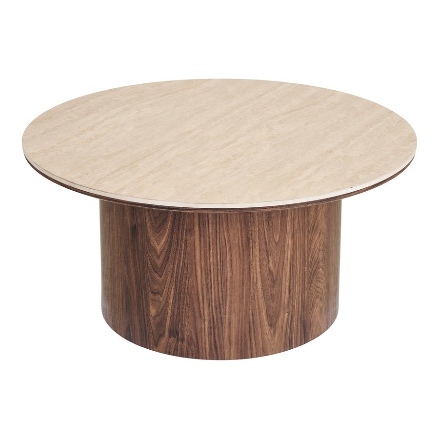 Delphi Sofabord i Travertin/Mørkebrun Keramik & MDF fra House Nordic | Ø80xH40 cm - Billede 5