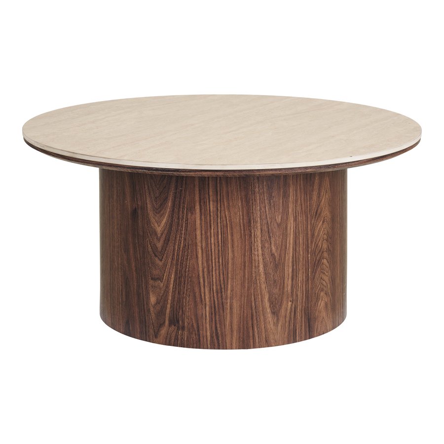 Delphi Sofabord i Travertin/Mørkebrun Keramik & MDF fra House Nordic | Ø80xH40 cm - Billede 4