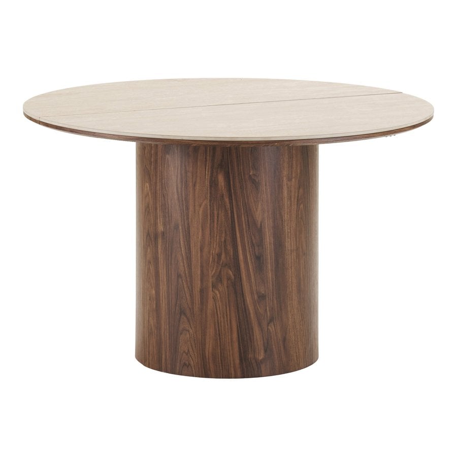 delphi-spisebord-i-travertin-keramik-med-tillgsplader-stel-i-mrkebrun-2 Delphi Spisebord i Travertin Keramik med Tillægsplader & Stel i Mørkebrun MDF fra House Nordic | Ø120xH76 cm - Billede 5