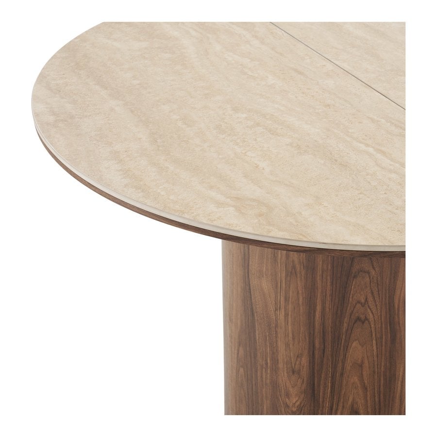 delphi-spisebord-i-travertin-keramik-med-tillgsplader-stel-i-mrkebrun-4 Delphi Spisebord i Travertin Keramik med Tillægsplader & Stel i Mørkebrun MDF fra House Nordic | Ø120xH76 cm - Billede 7