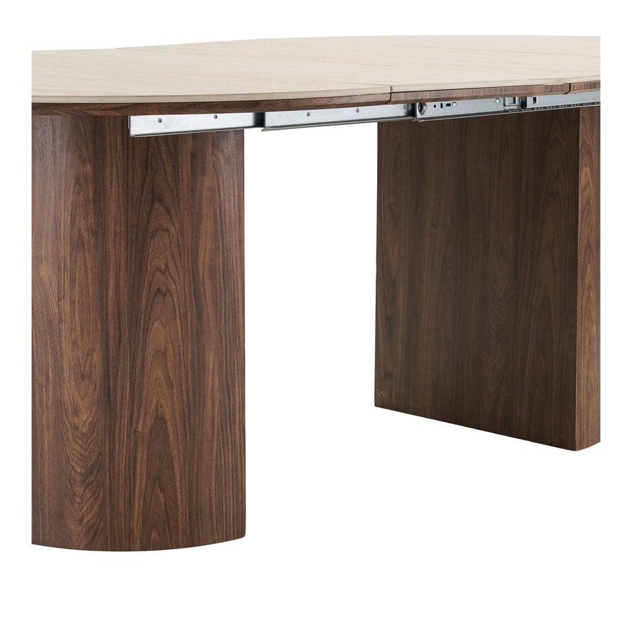 delphi-spisebord-i-travertin-keramik-med-tillgsplader-stel-i-mrkebrun-5 Delphi Spisebord i Travertin Keramik med Tillægsplader & Stel i Mørkebrun MDF fra House Nordic | Ø120xH76 cm - Billede 8